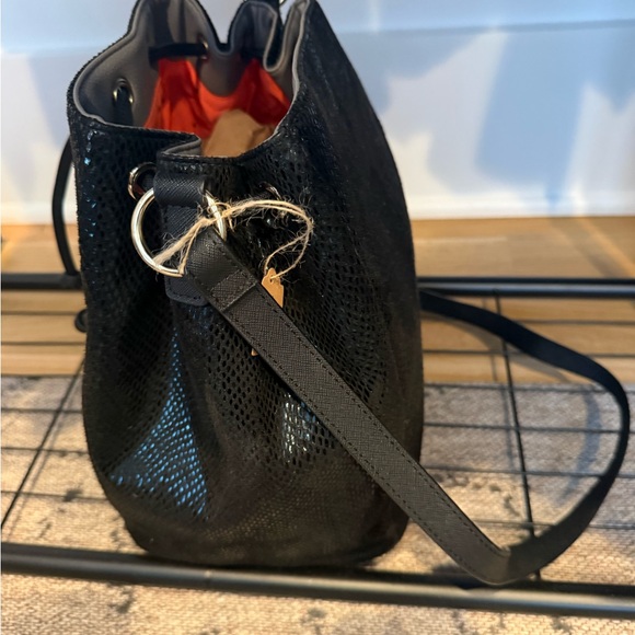 Black Mesh Drawstring Backpack - Picture 2 of 2